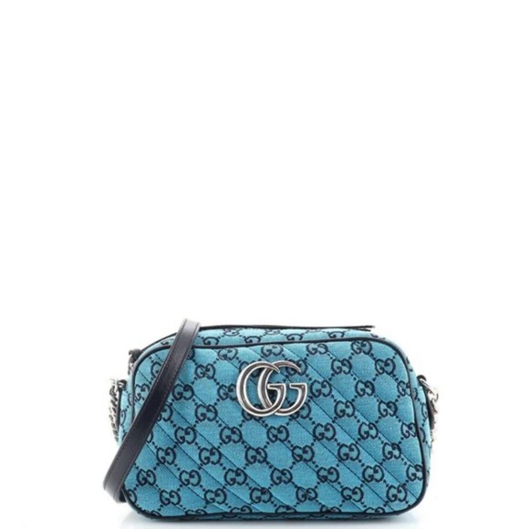 GG Marmont Shoulder Bag Diagonal Quilted GG Canvas - Picture 1 of 7
